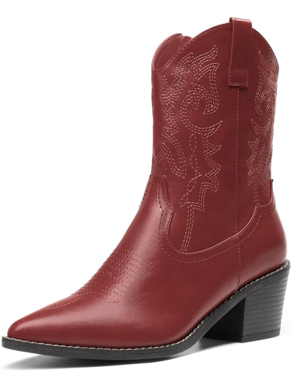 Stylish Women's Cowboy Ankle Boots, Pointed Toe, Chunky Heel, Zipper Closure